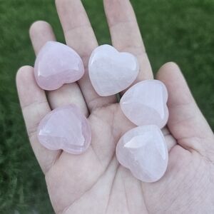 5 rose quartz hearts